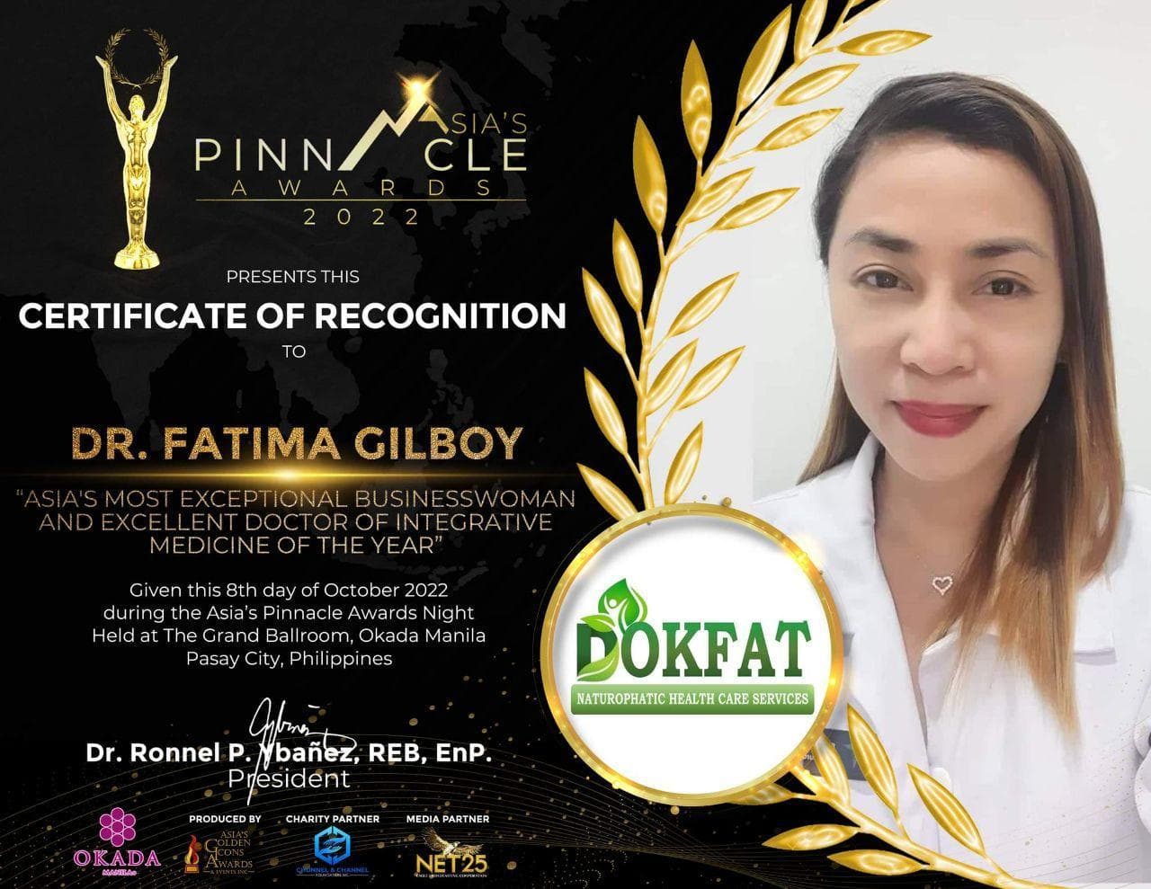 Asia's Pinnacle Awards 2022 — Most Exceptional Businesswoman & Excellent Doctor